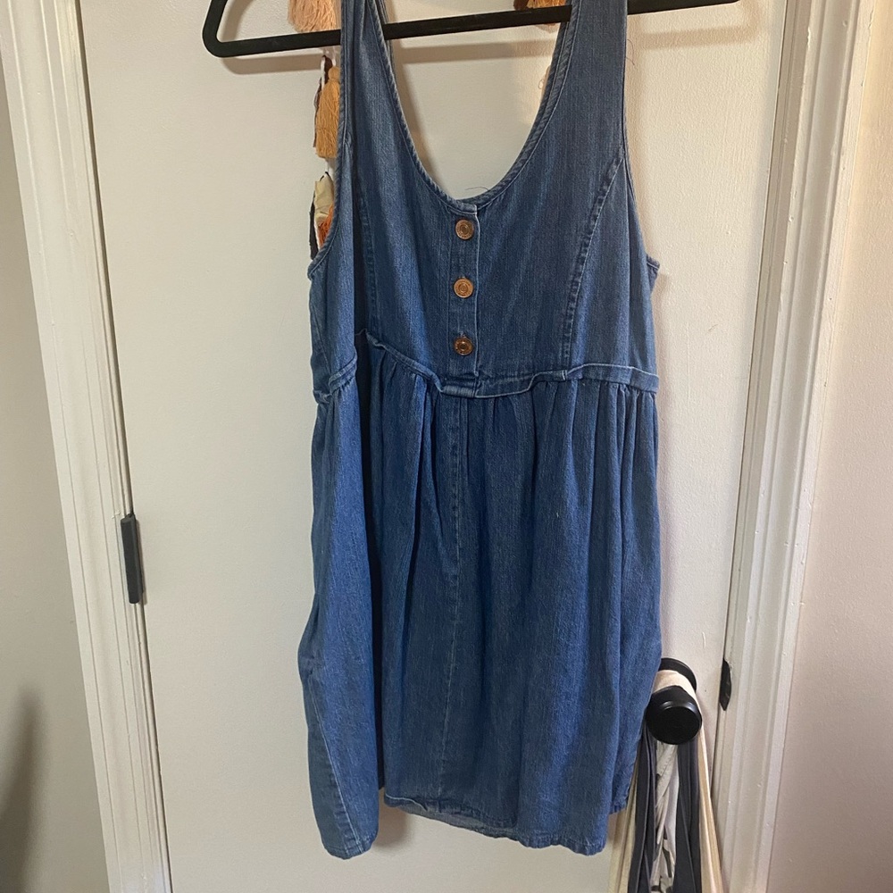 dark denim overall dress! perfect for layering with a sweater and tights!